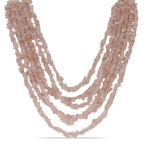 BUY 925 SILVER NATURAL ROSE QUARTZ GEMSTONE NUGGETS NECKLACE